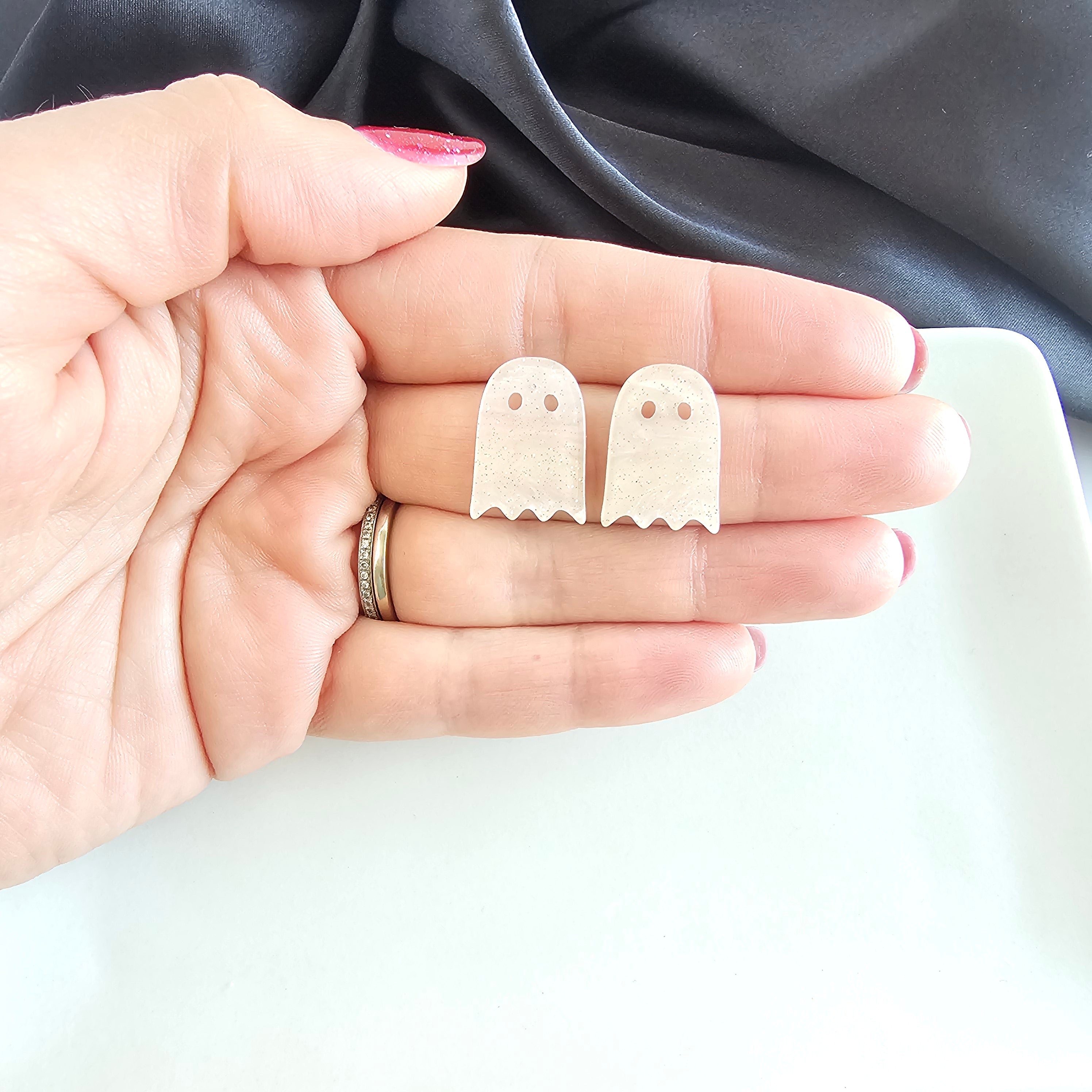 Ghost Studs - Light Pink Shimmer