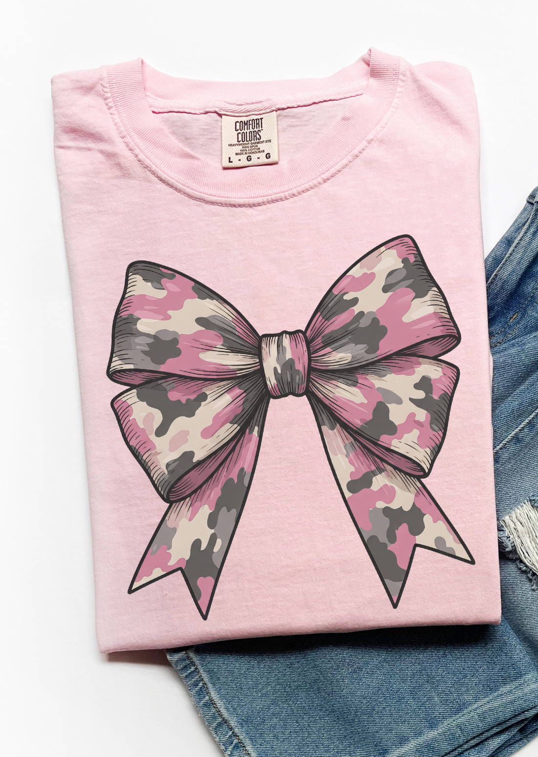 Camo Pink Coquette Bow T-Shirt