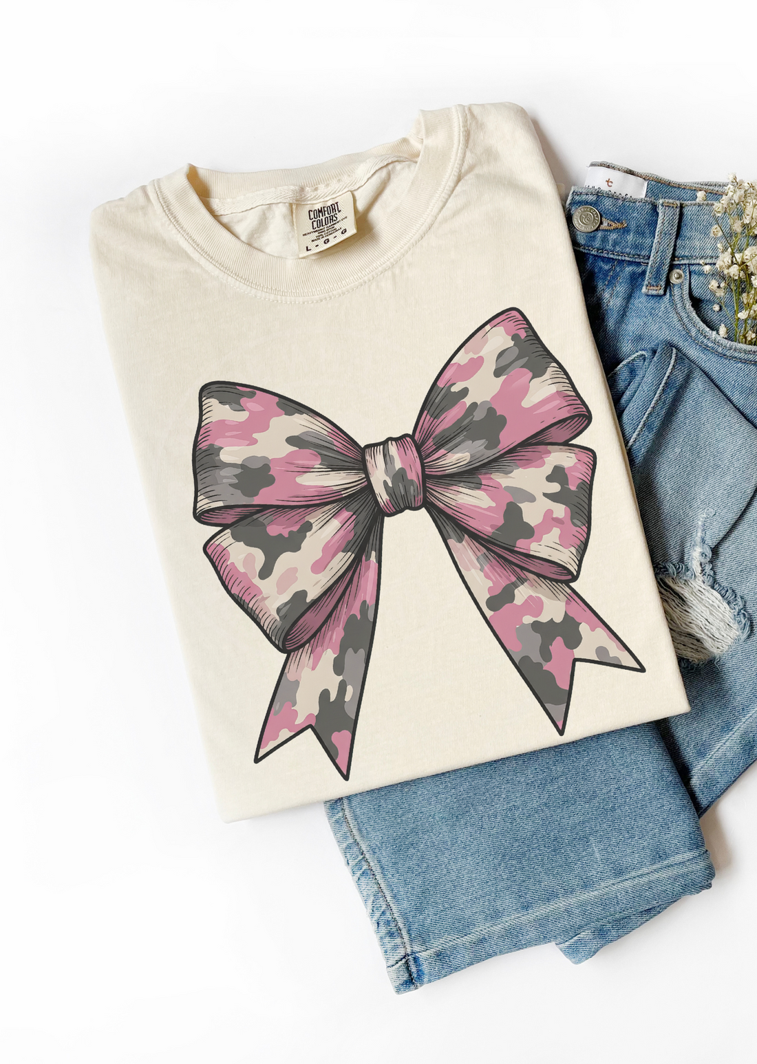 Camo Pink Coquette Bow T-Shirt