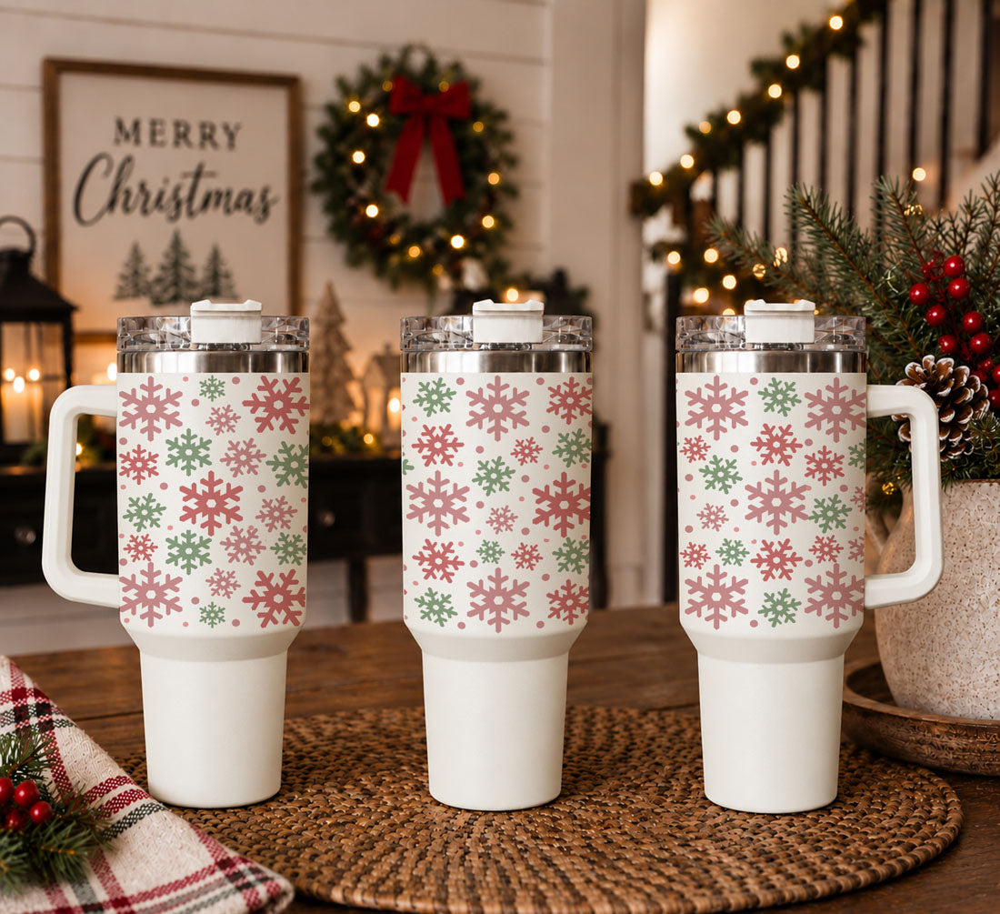 pink winter tumbler for Christmas
Christmas cup with blush and green snowflakes
holiday tumbler with colorful snowflake print
snowflake patterned Christmas cup for women
pink green winter drink tumbler
Christmas travel cup with pastel snowflakes
festive snowflake drink cup with handle
winter holiday cup in pink and green
Christmas snowflake hydration tumbler
pink and green winter beverage cup
pastel winter travel tumbler
holiday cup with modern snowflake design
Christmas tumbler with scattered snowflakes
