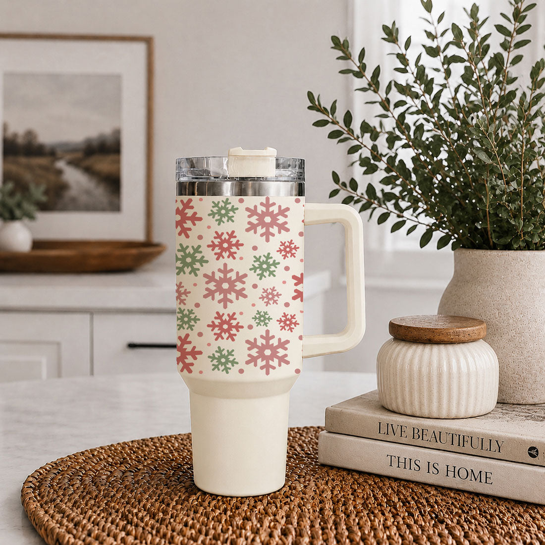 Christmas travel tumbler with modern winter design
holiday cup with pink green winter pattern
cute snowflake drinkware for Christmas
Christmas tumbler with simple snowflake print
decorative snowflake Christmas travel cup
winter holiday tumbler in feminine colors
snowflake themed holiday coffee cup
pastel holiday travel cup with handle
festive winter tumbler gift for her
Christmas drinkware gift with snowflakes
pink green holiday gift tumbler
Christmas gift for winter decor lover
snowflake holiday gifts her