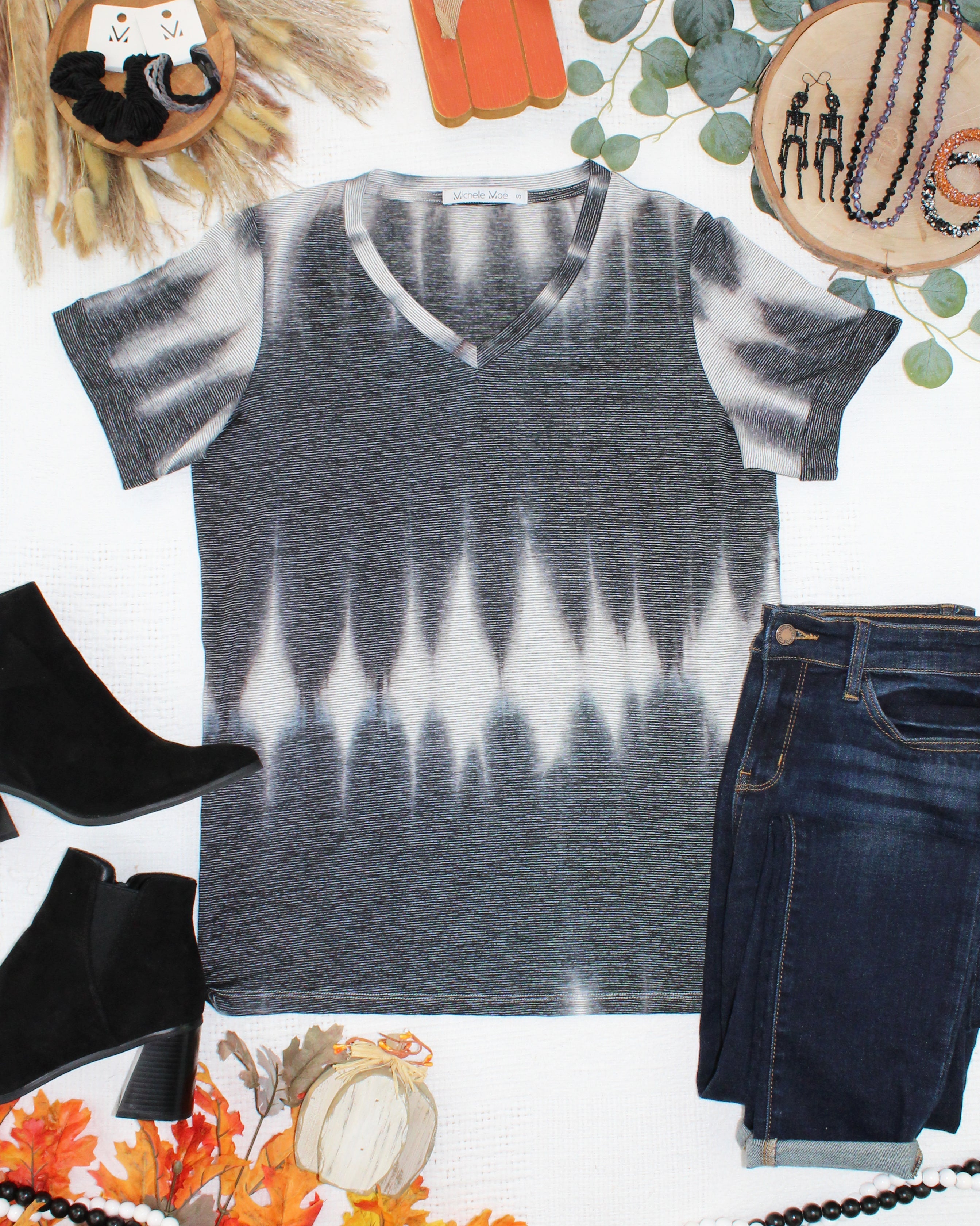 Sophie Top - Ombre Micro Stripes Midnight and White