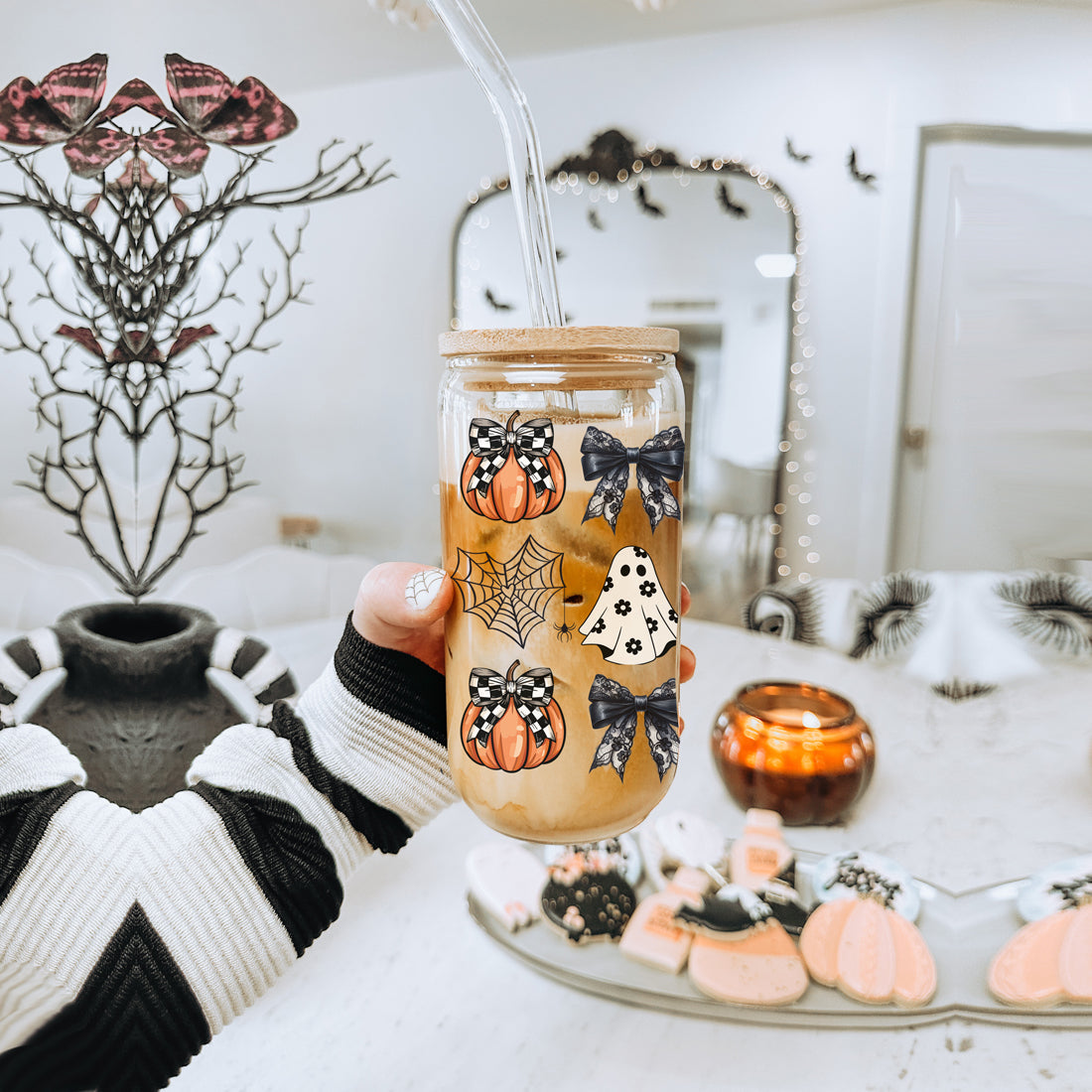 luxury halloween drinkware
high end fall glass set
quality halloween tumbler
handcrafted spooky glass