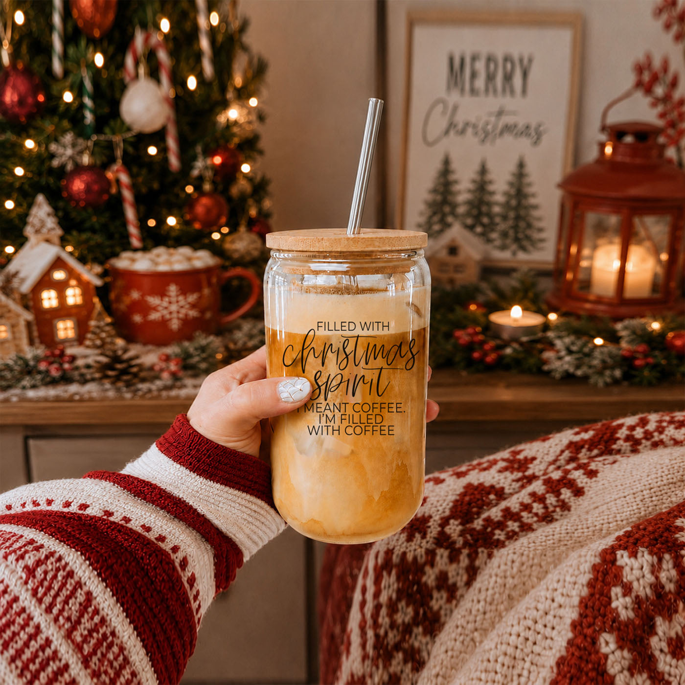 funny holiday caffeine lover gift
Christmas coffee addict gift idea
Christmas morning coffee glass tumbler