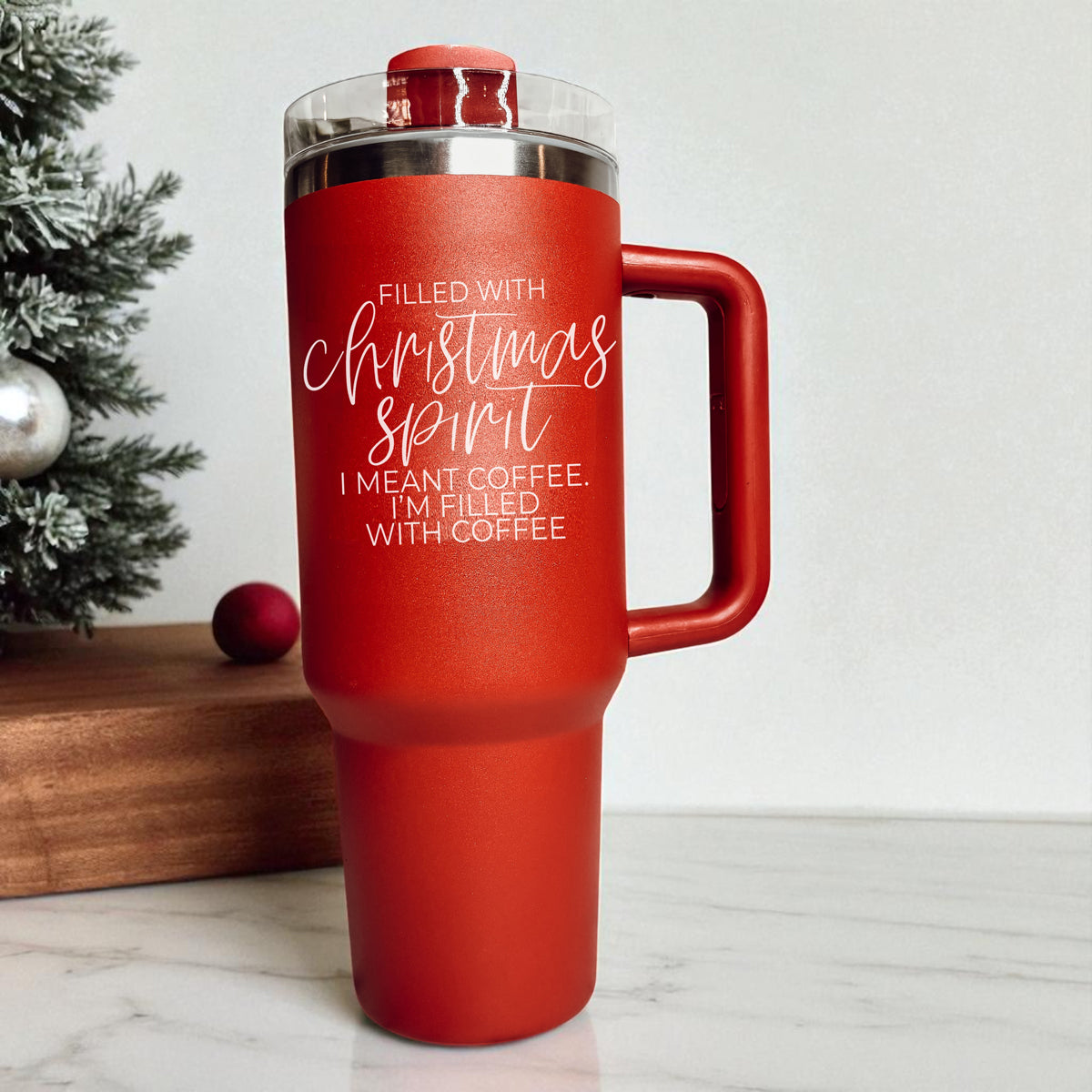 Christmas coffee tumbler 40oz red green - filled with Christmas spirit I meant coffee Im filled with coffee
40oz Christmas tumbler with handle 
Red green Christmas coffee tumbler 40oz
Christmas morning tumbler with lid straw
Holiday coffee tumbler 40oz handle