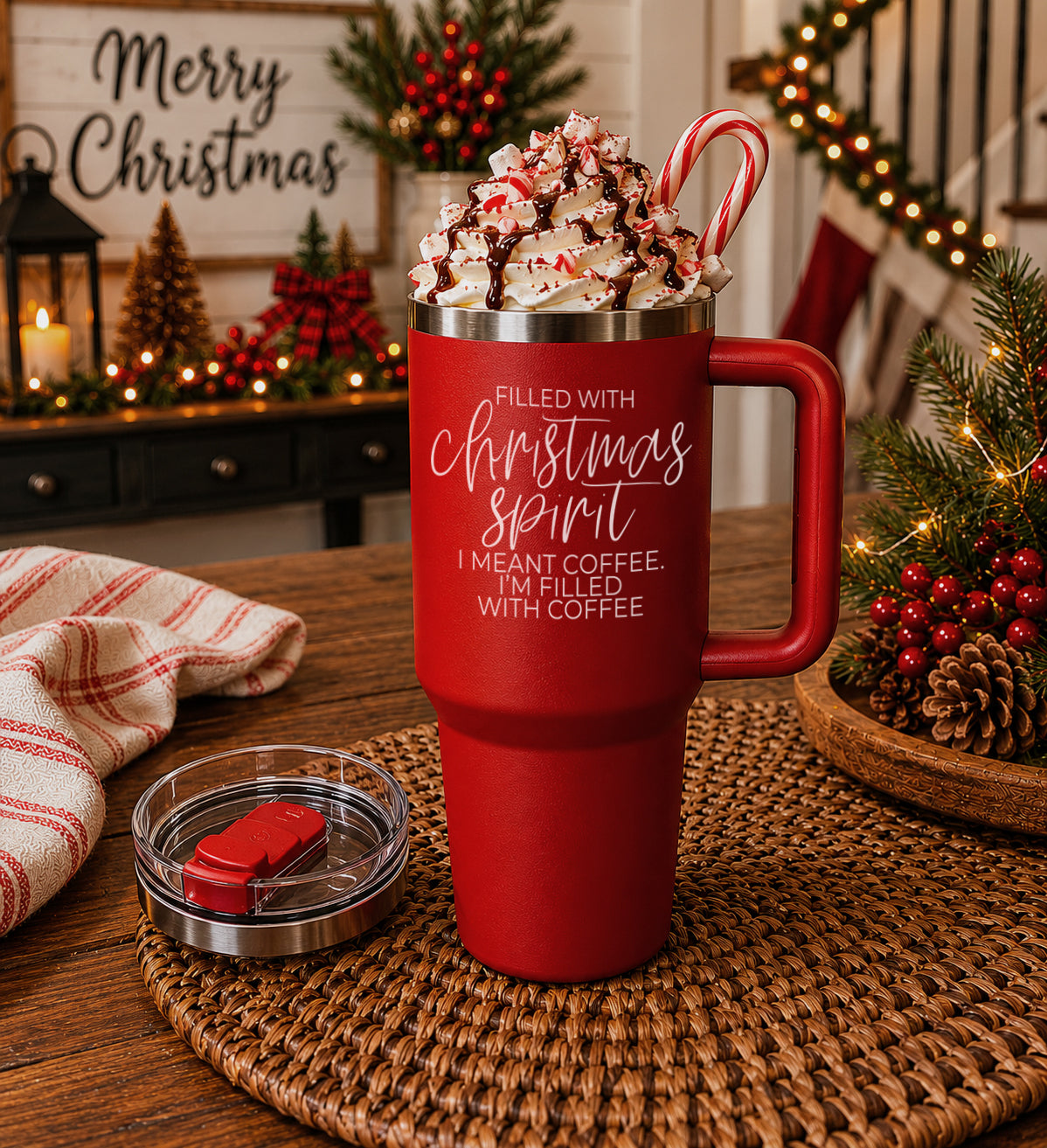 Sassy Christmas tumbler e 40oz
Christmas morning coffee tumbler 40oz
Holiday morning tumbler red green
Christmas wake up tumbler - filled with Christmas spirit I meant coffee Im filled with coffee 40oz
Holiday morning routine tumbler 
Christmas morning survival tumbler 40 oz Holiday