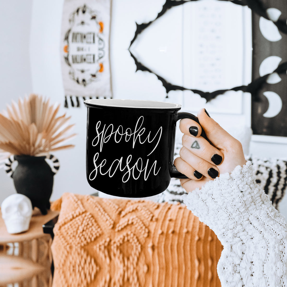 Year Round Halloween Decor Coffee Mug Black and White
Spooky Season Coffee Cup Halloween Kitchen Decor