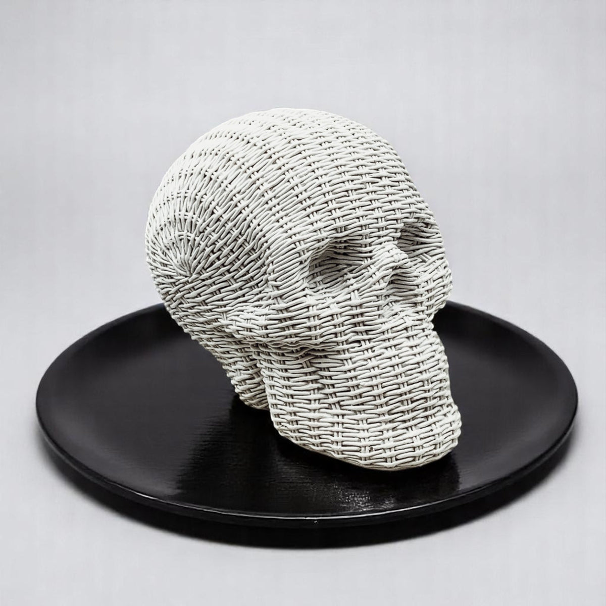 woven texture skull decor rattan basketweave style neutral brown white halloween fall gothic accent natural look
basket weave skull heads rattan style neutral brown white halloween fall decor gothic accent wicker texture natural