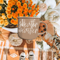 Farmhouse Style Coffee Mug Sweater Weather Design
Rustic Brown Ceramic Mug Fall Collection