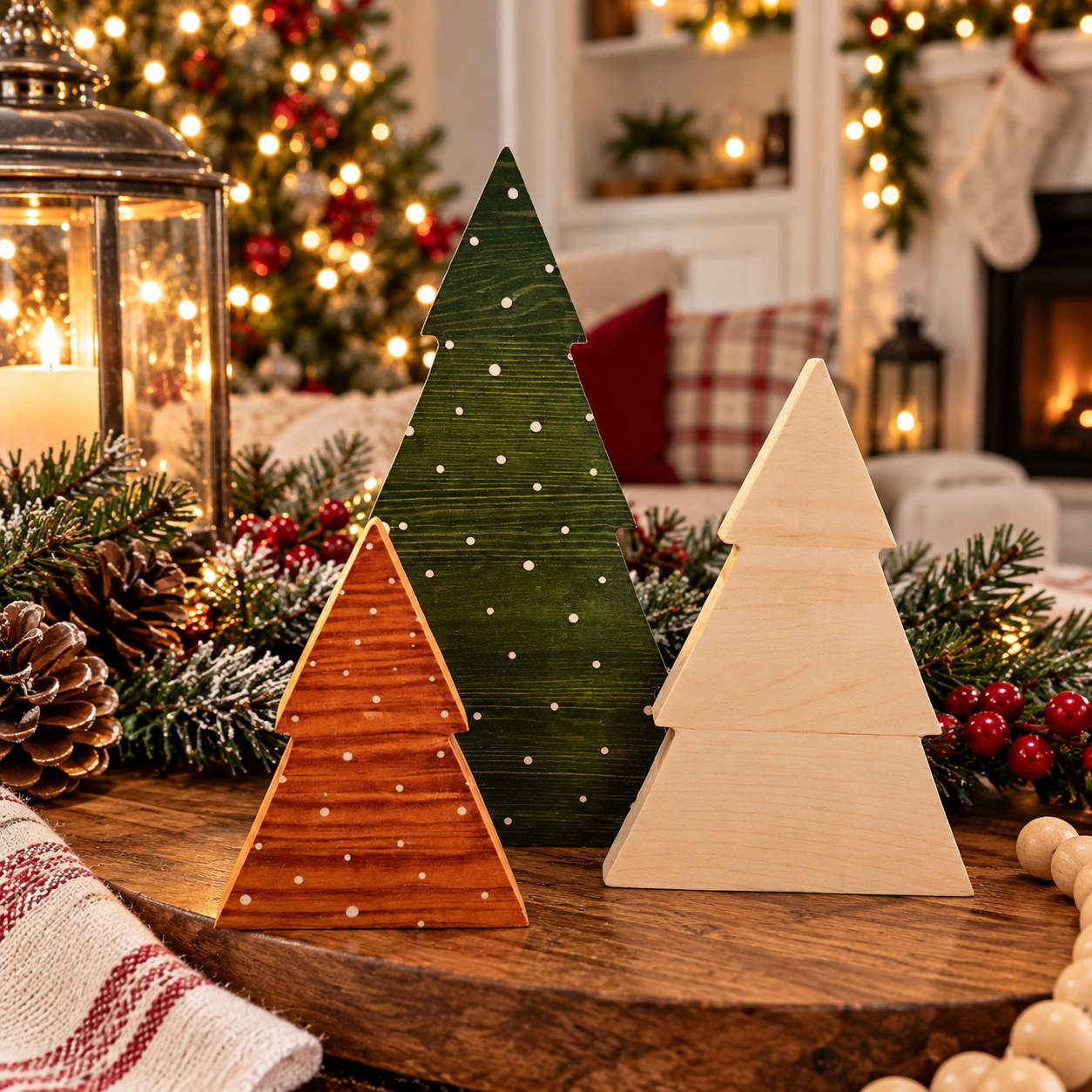 wood Christmas tree home accents
Christmas trees for farmhouse decor
rustic winter tabletop decorations
neutral Christmas tabletop trees