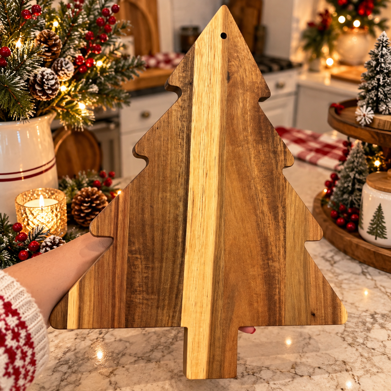 festive Christmas cheese board
Christmas tree appetizer platter
holiday party food board
Christmas tree dessert board
wooden holiday appetizer platter
Acacia wood Christmas board for cheese, cookies and treats
Holiday wooden serving tray shaped like a Christmas tree