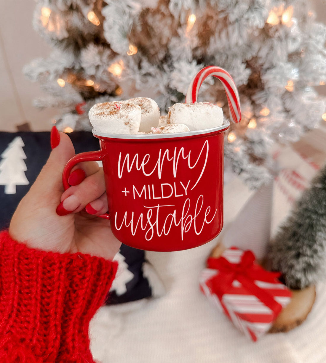 Merry + Mildly Unstable mug for Christmas season
Funny holiday mug for Christmas coffee
Merry + Mildly Unstable mug for hot cocoa
Christmas cocoa mug with mildly unstable phrase
Festive ceramic mug with Merry + Mildly Unstable quote
Christmas mug for mildly unstable holiday vibes
Funny mildly unstable Christmas mug