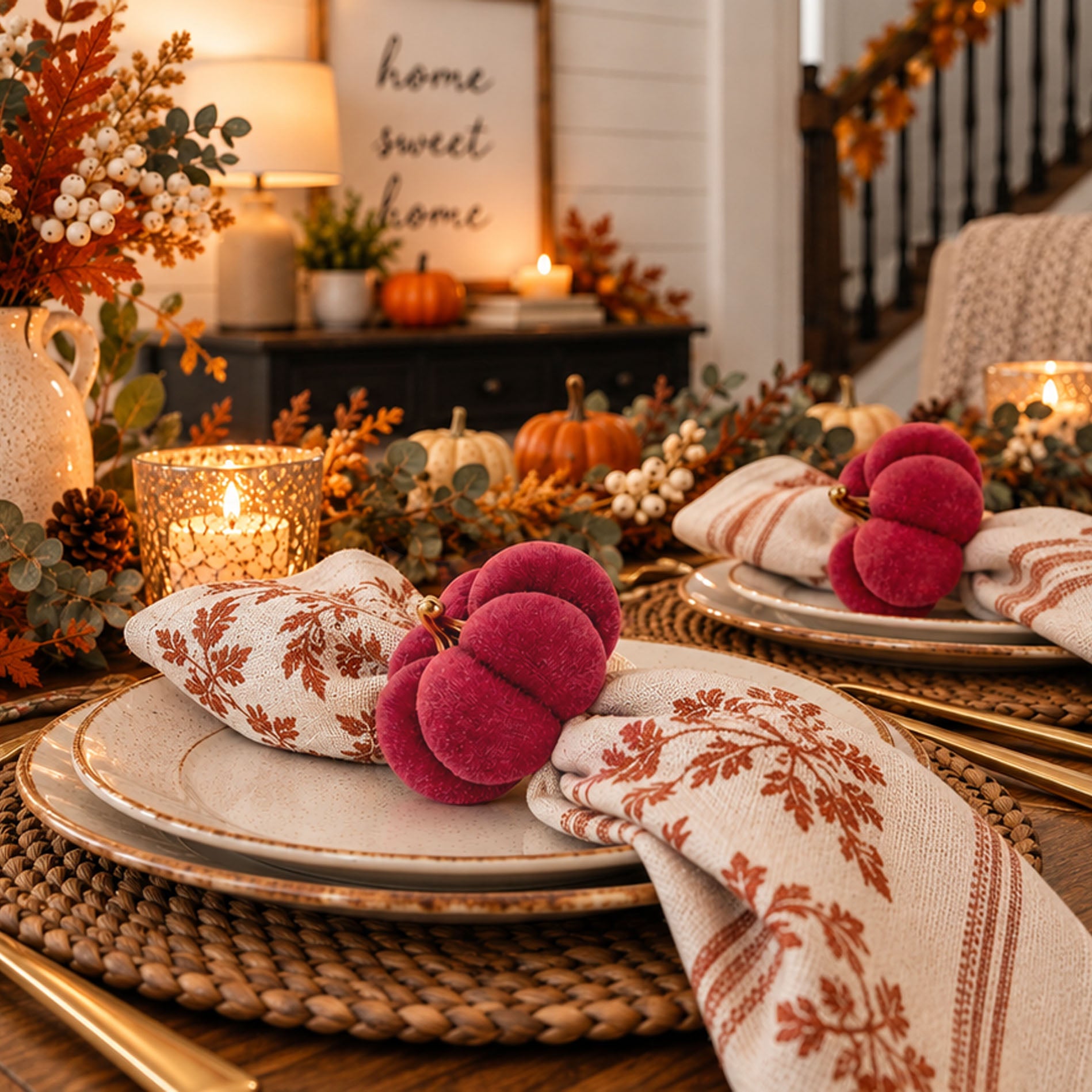 Velvet Pumpkin Napkin Rings | Fall & Thanksgiving Table Decor