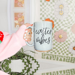 microwave safe spring cup
dishwasher safe easter mug
double sided coffee cup
speckled ceramic mug
pastel Blue Spring Coffee mugs