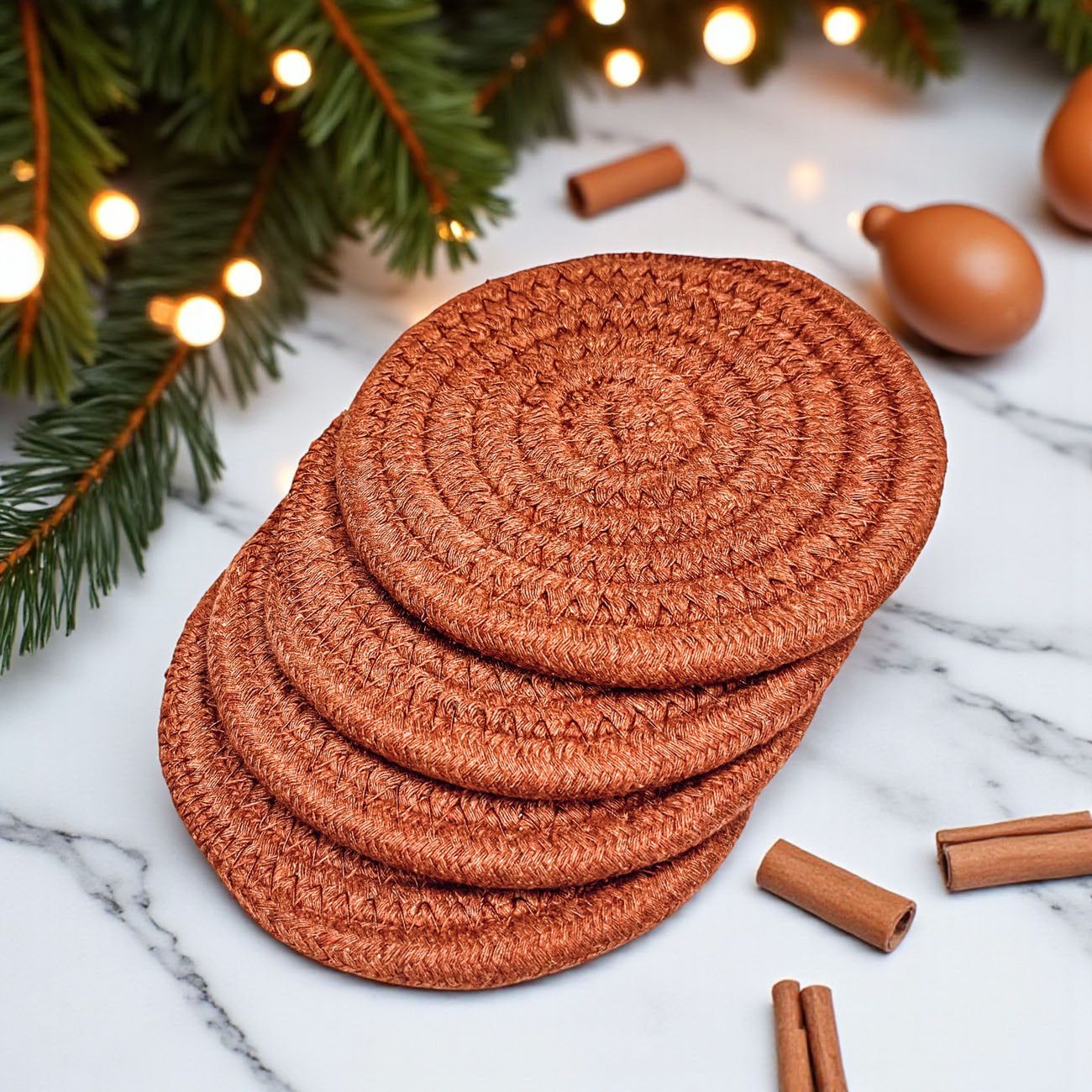 Braided rope coasters for fall table decor gift set neutral colors
Neutral braided rope coasters perfect hostess gift autumn colors