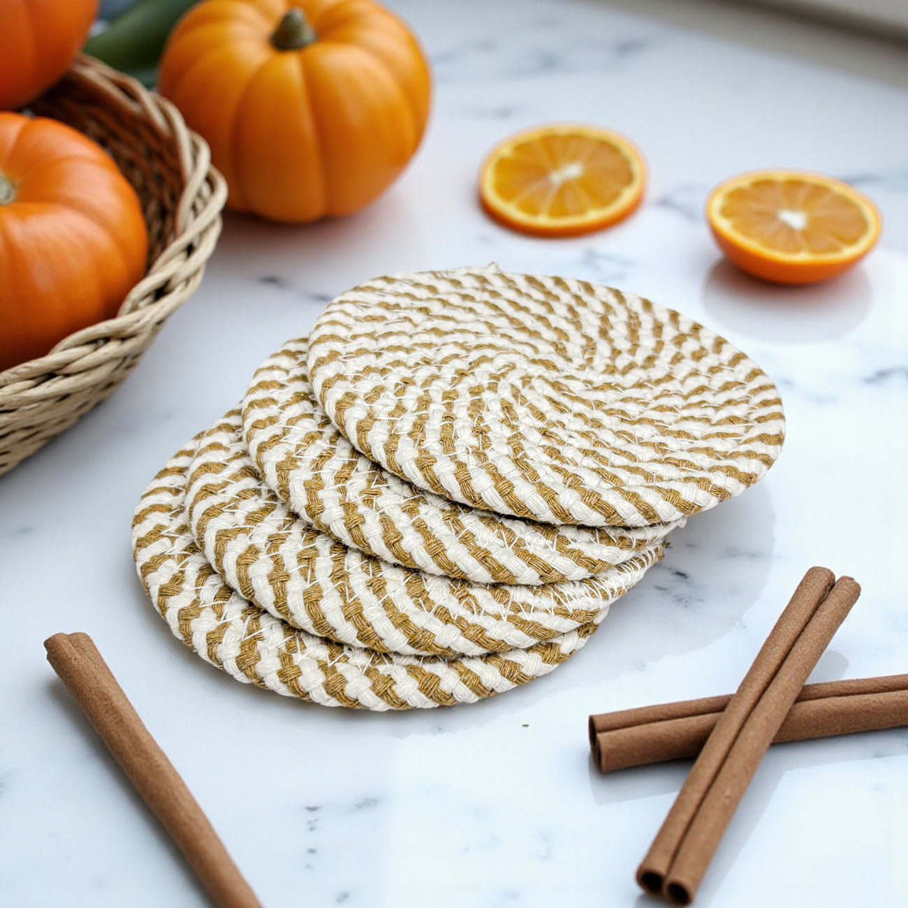 Popular braided coasters fall colors gift bundle home decor
Stylish braided rope coasters autumn gift neutral home accessories