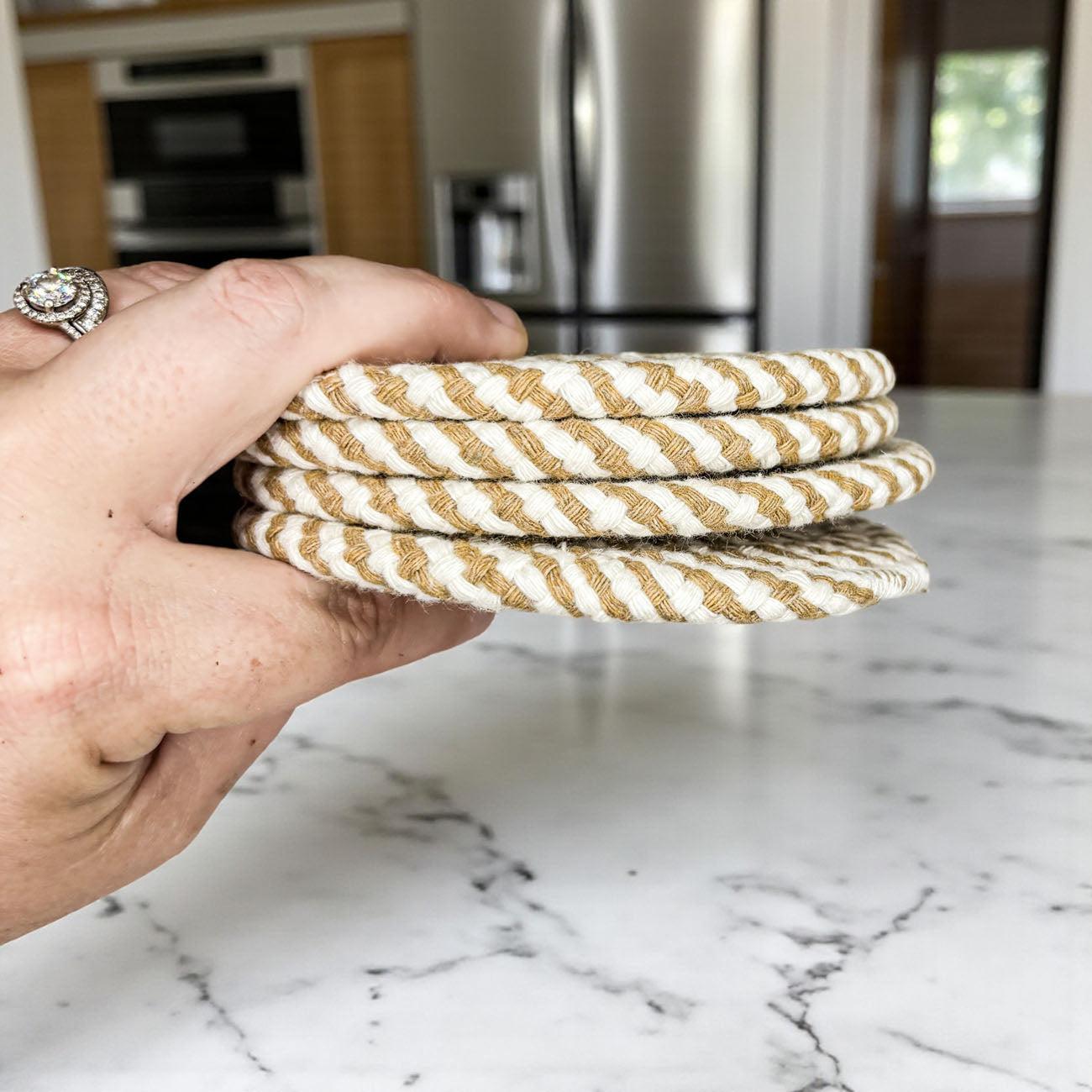 Instagram worthy braided rope coasters fall colors gift set
Pinterest perfect braided coasters autumn gift neutral colors