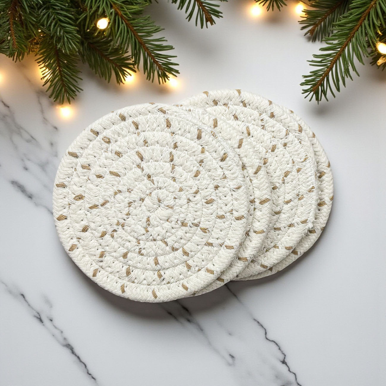 Handmade braided rope coasters gift set fall autumn neutral colors 4-pack
Christmas gift braided rope coasters neutral home accessories
braided rope coasters for coffee tables or end tables