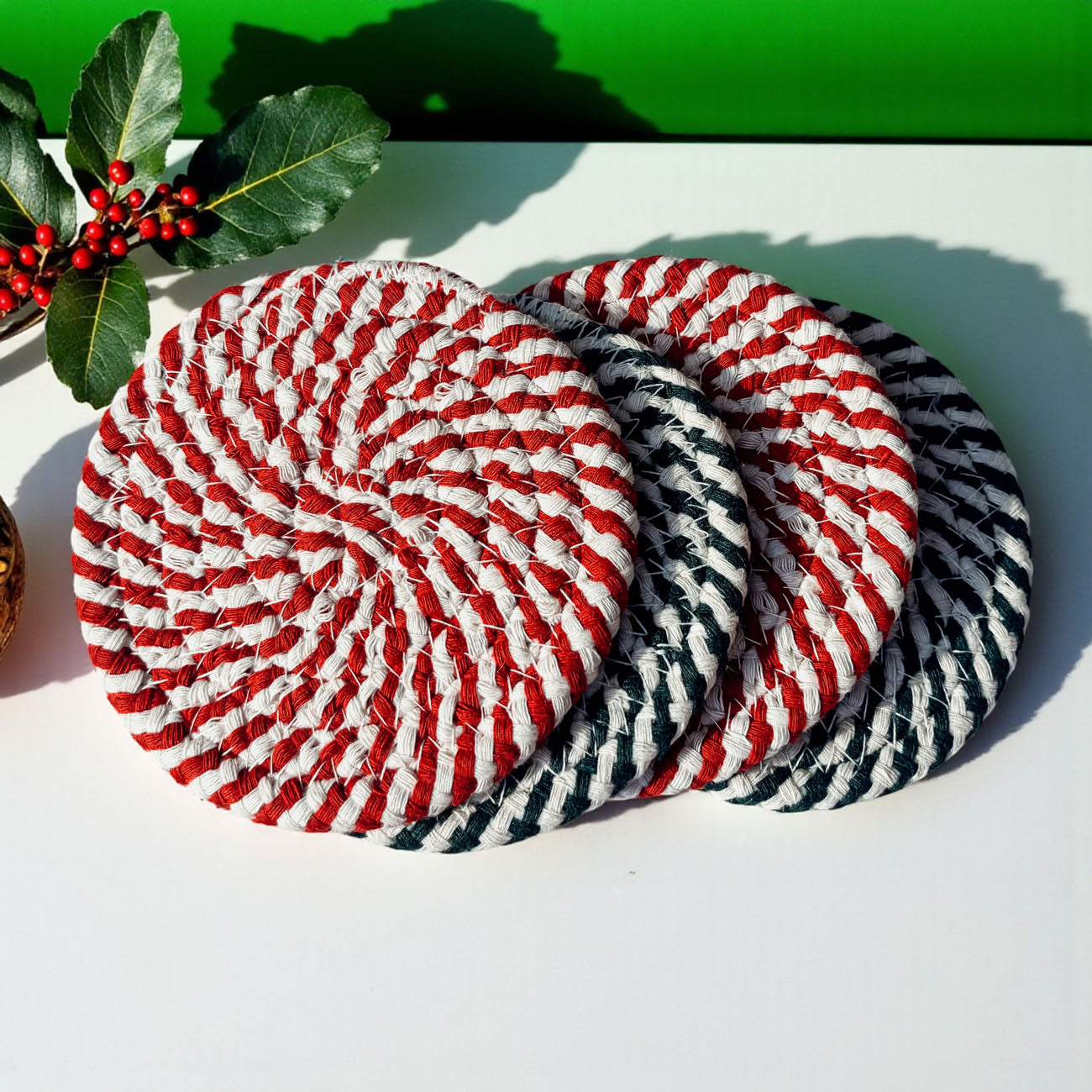 Instagram Christmas candy cane coasters holiday aesthetic braided
Pinterest candy cane coasters Christmas holiday pinnable decor
YouTube Christmas candy cane coasters holiday featured braided