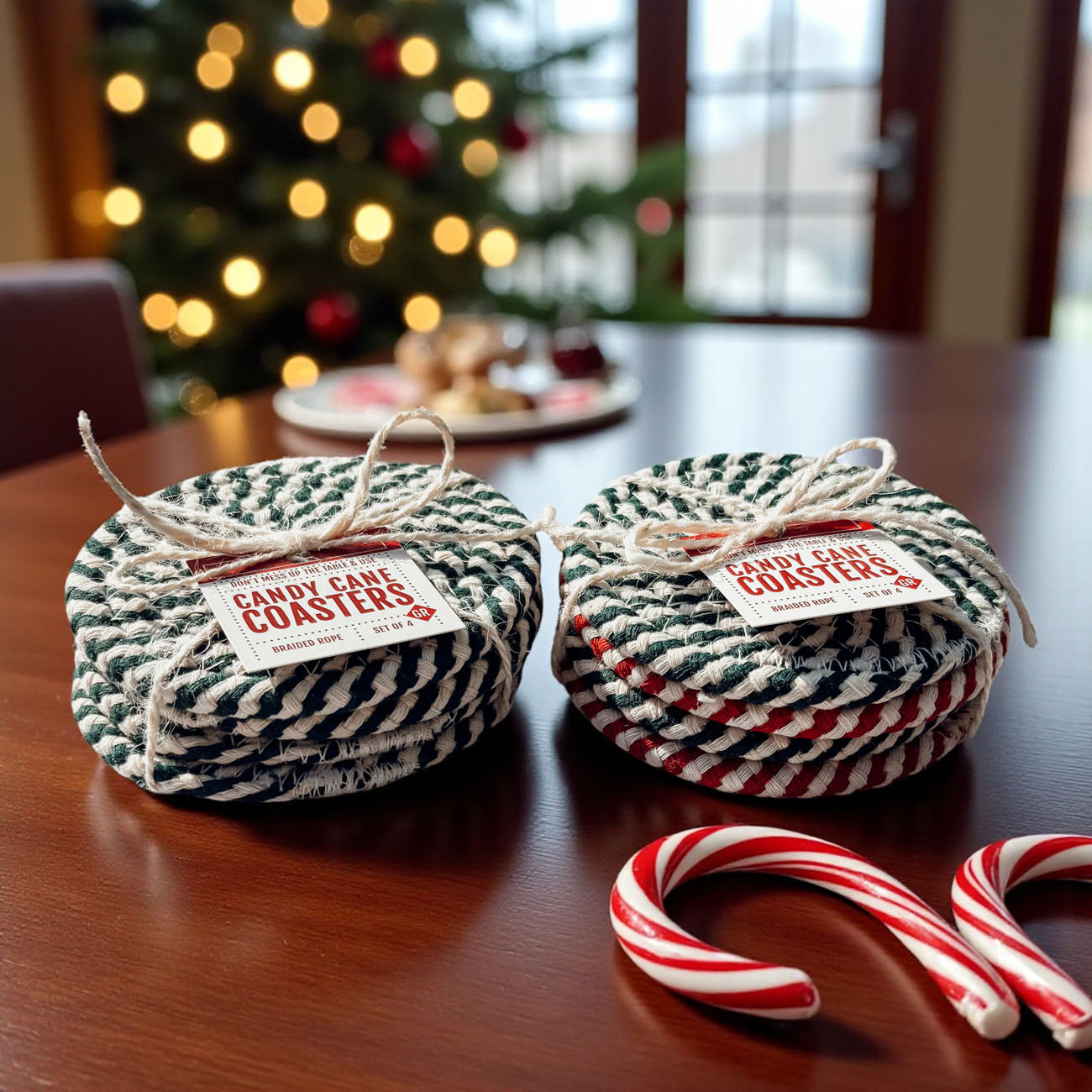Pre Christmas candy cane coasters holiday preparation accessories
Christmas week candy cane coasters holiday entertaining braided
Post Christmas candy cane coasters holiday winter decor accessories