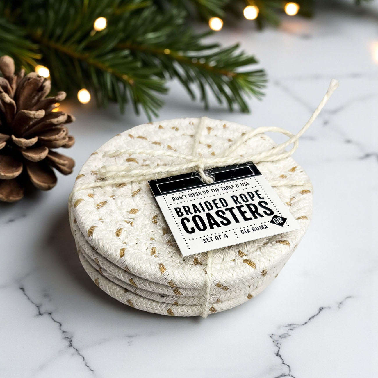 Four braided rope coasters fall gift bundle neutral home decor
Braided rope coaster quartet fall colors gift set neutral
4-pack braided rope coasters autumn gift neutral home accessories