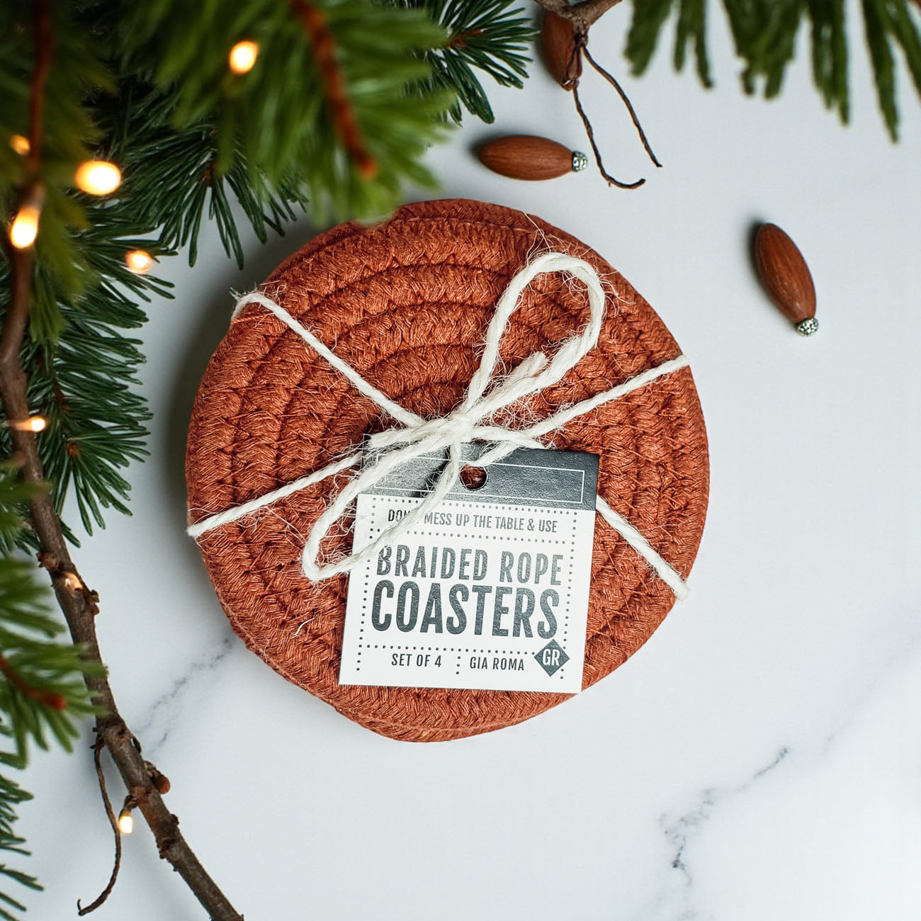 Rope coasters braided design neutral home accessories gift
Braided cord coasters fall colors home decor gift bundle
ready to gift coasters with decorative tag for Christmas