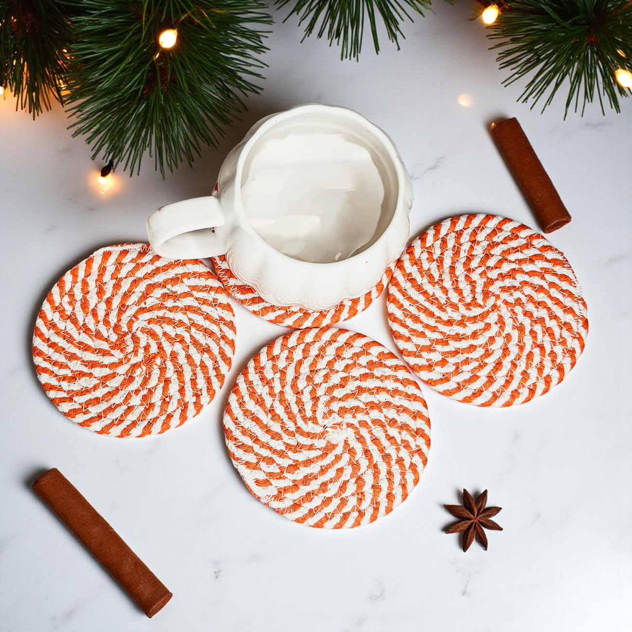 Bar coasters braided rope fall colors neutral gift set
Entertaining coasters braided rope autumn gift bundle neutral