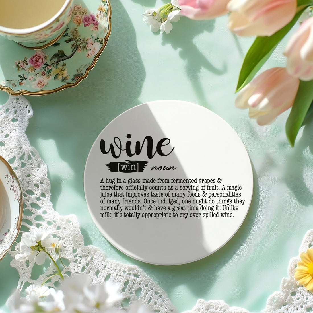 Wine definition ceramic coaster with cork back
modern bar accessories
typography drink decor
definition style gifts
premium bar coasters
quality drink accessories