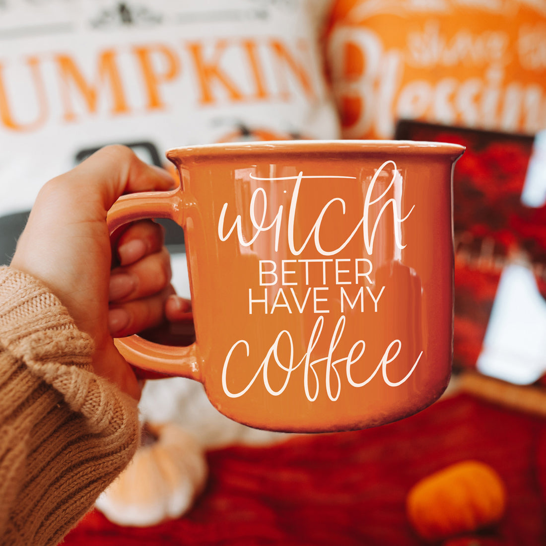 Halloween Coffee Bar Decor Orange Mug Bulk 
Morning Coffee Witch Mug Humor Design