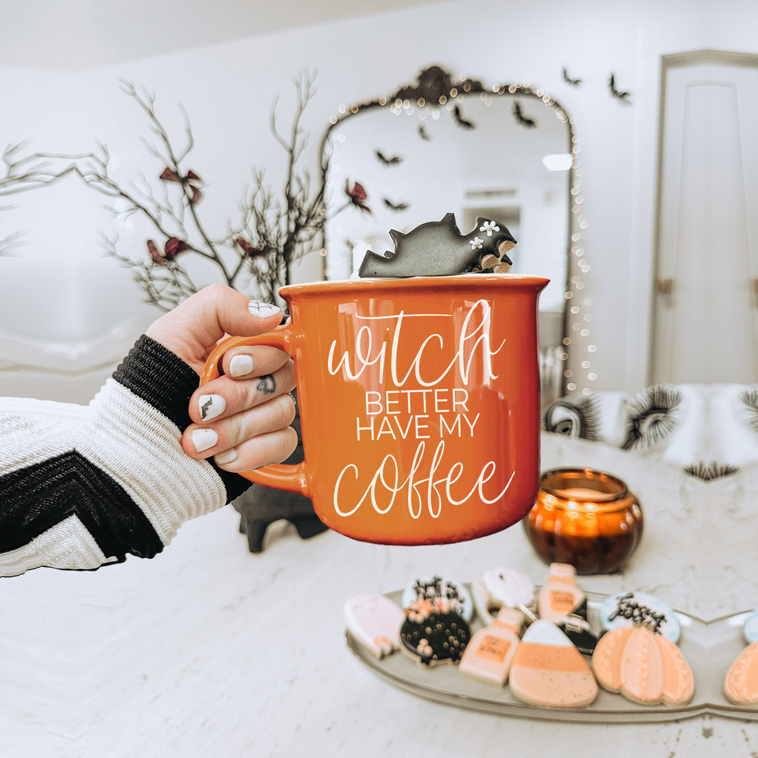 Mom Life Halloween Coffee Mug Witch Quote
Autumn Coffee Cup Witchy Design Orange
Dishwasher Safe Witch Coffee Cup Orange
Double Sided Halloween Mug Design
Handcrafted Witch Coffee Cup Design
