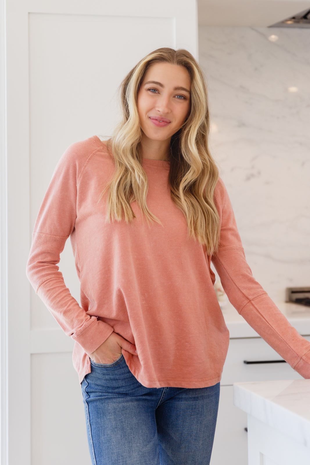 Fun Beginnings Raglan Top In Dusty Mauve