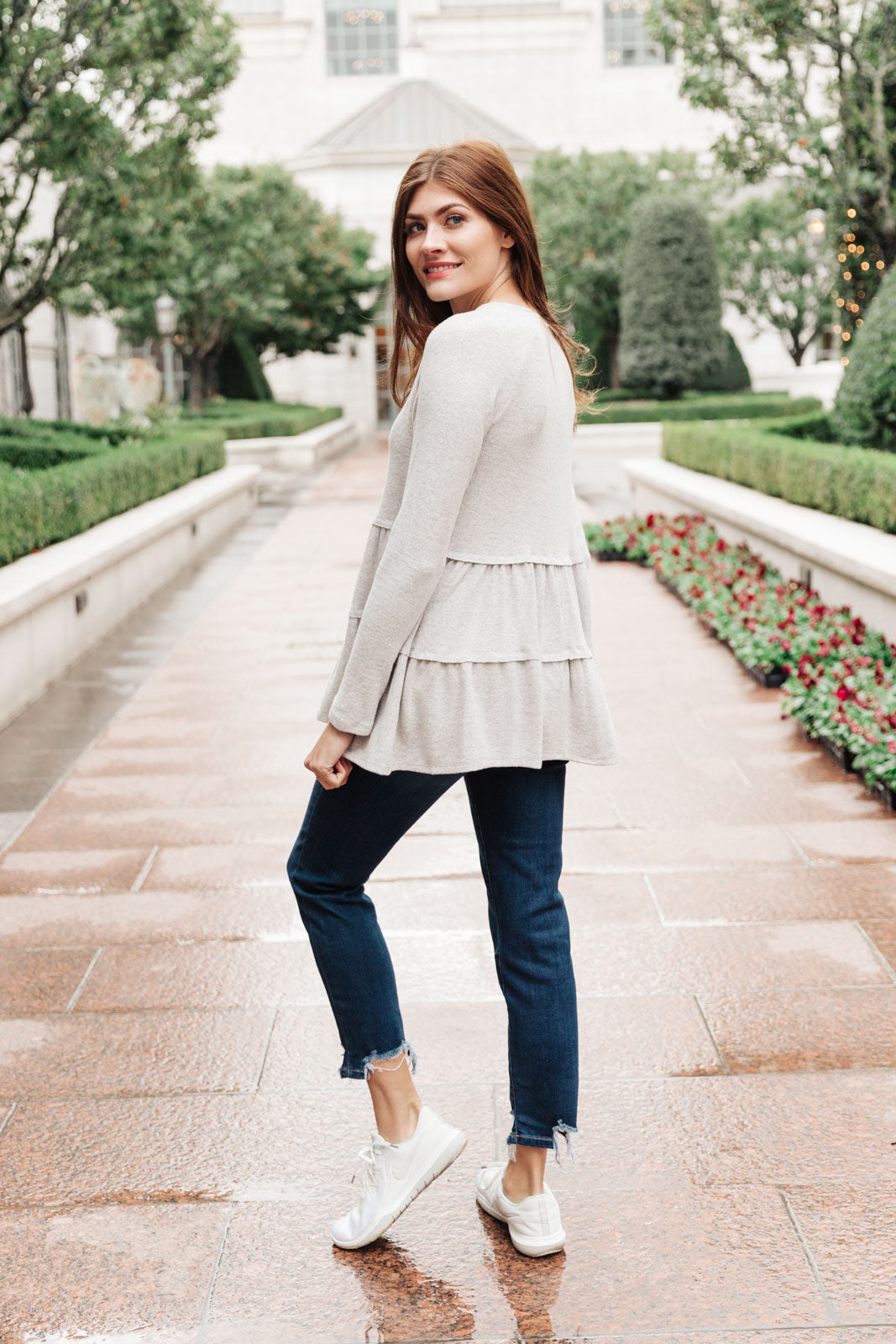 Nicely Done Tiered Top in Gray